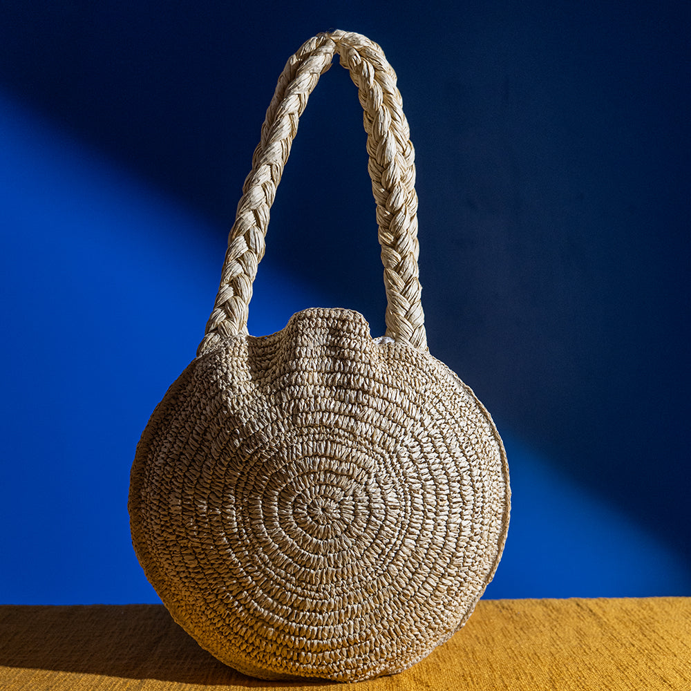 Handmade Raffia Embroidery Shopper Tote Bag – Cotton Travel & Office Shoulder Bag for Women