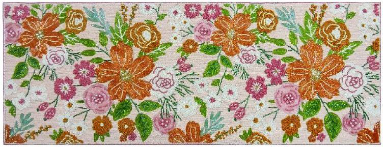 Beaded floral table runner