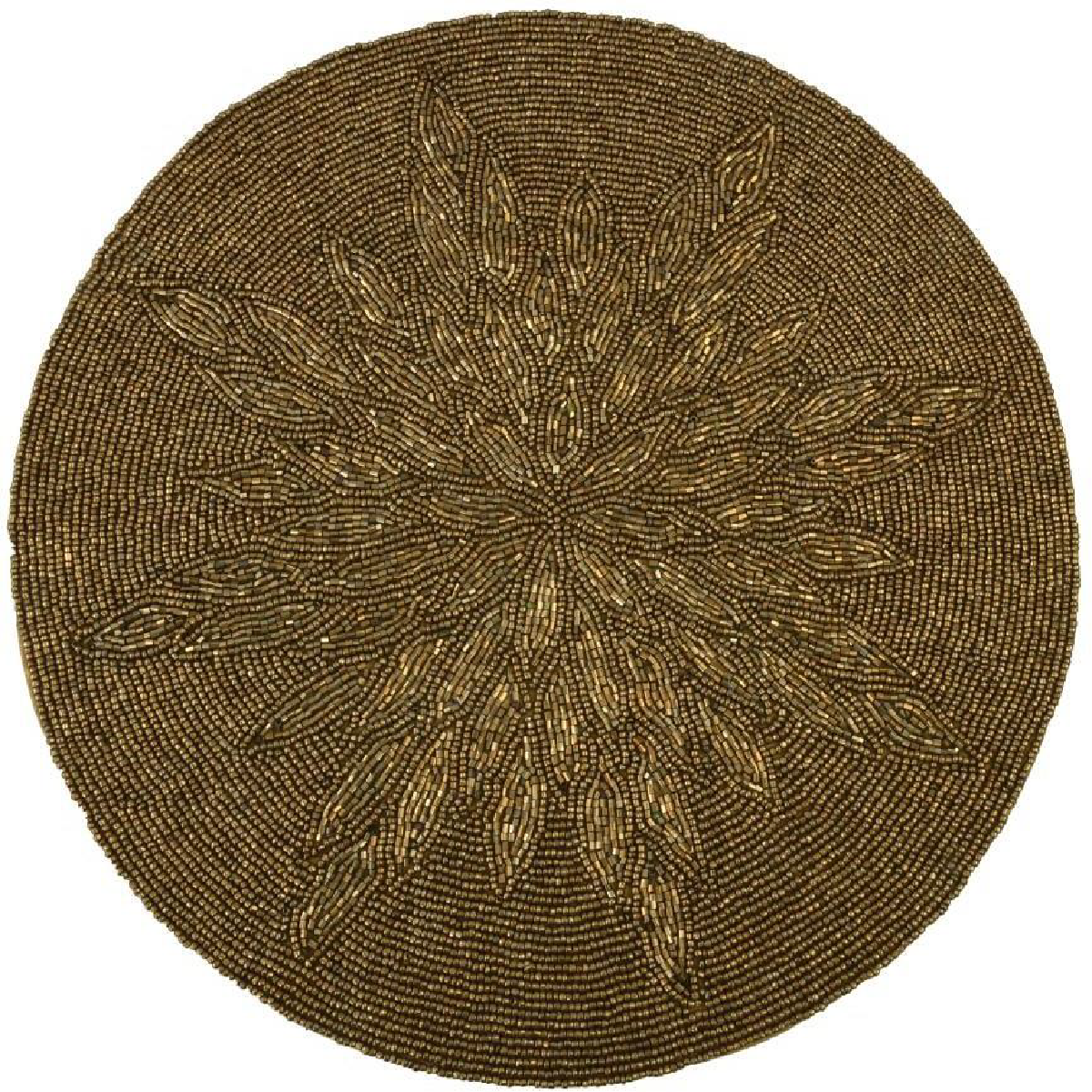 Beaded rounded full golden leafy design placemat