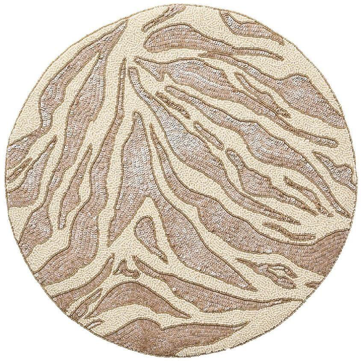 Beaded rounded gold yellow design placemat