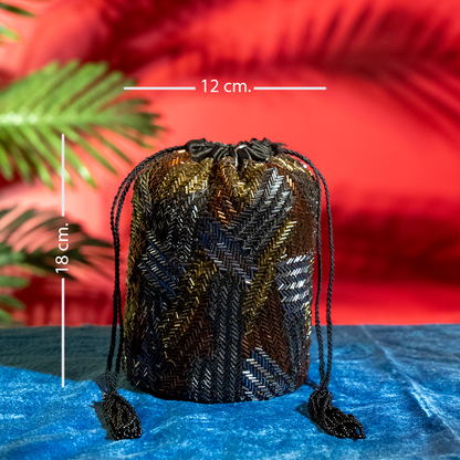 Handcrafted Glass Beads Potli Bag for Women – Velvet Base, Bridal Design, Perfect for Weddings & Parties