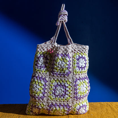 Handcrafted Cotton Crochet Shoulder Bag – Lightweight, Durable, Perfect for Laptop, Travel, and Daily Use