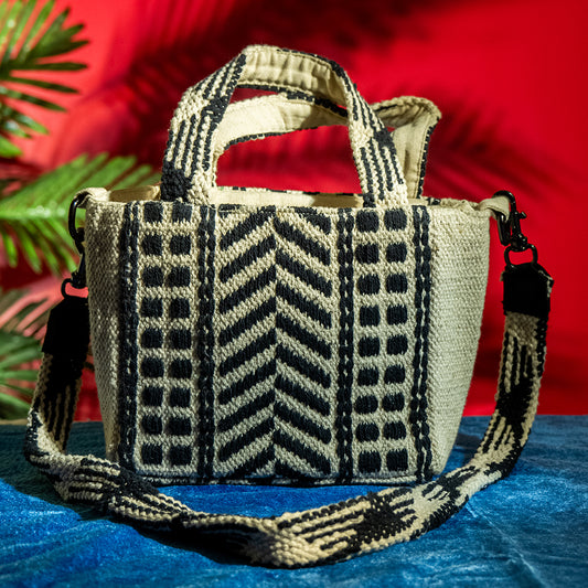 Handwoven Cotton Sling Bag with Detachable Strap – Striped Casual College Bag for Everyday Use