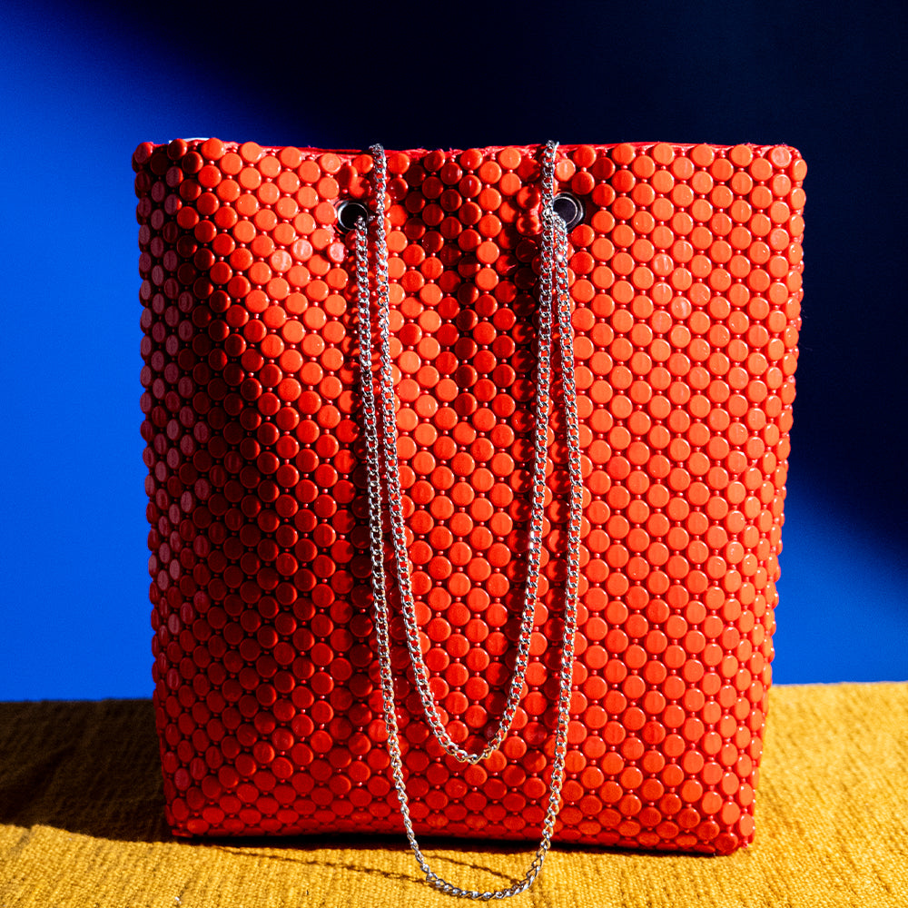 Handcrafted Embroidered Mini Shopper Bag – Raffia Design, Lightweight Shoulder Bag for Daily and Travel Use