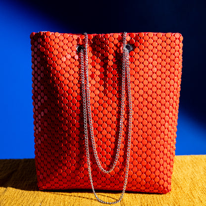 Handcrafted Embroidered Mini Shopper Bag – Raffia Design, Lightweight Shoulder Bag for Daily and Travel Use