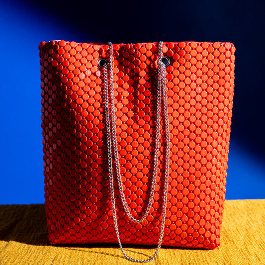 Handcrafted Embroidered Mini Shopper Bag – Raffia Design, Lightweight Shoulder Bag for Daily and Travel Use