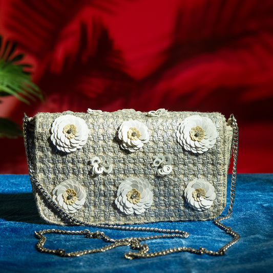 Handcrafted Cotton Handloom Sling Bag for Women – Solid Design, Magnetic Closure, Perfect for Parties