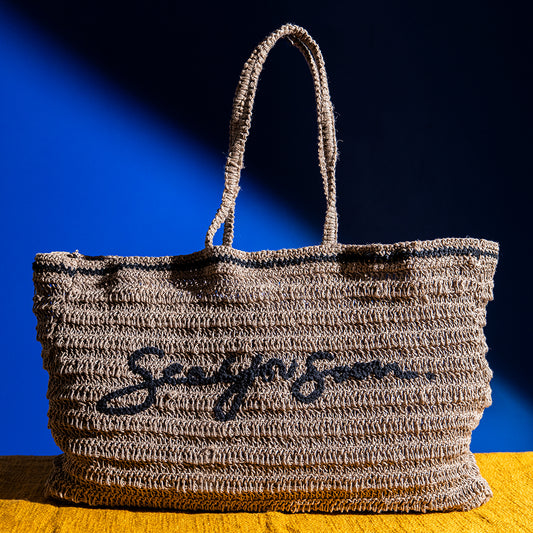 Handcrafted Raffia Crochet Shoulder Bag – Lightweight, Spacious Tote for Laptop, Travel, and Daily Use