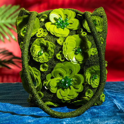 Handcrafted Glass and Acrylic handbag – Elegant Bridal Bag with Snap Closure for Weddings