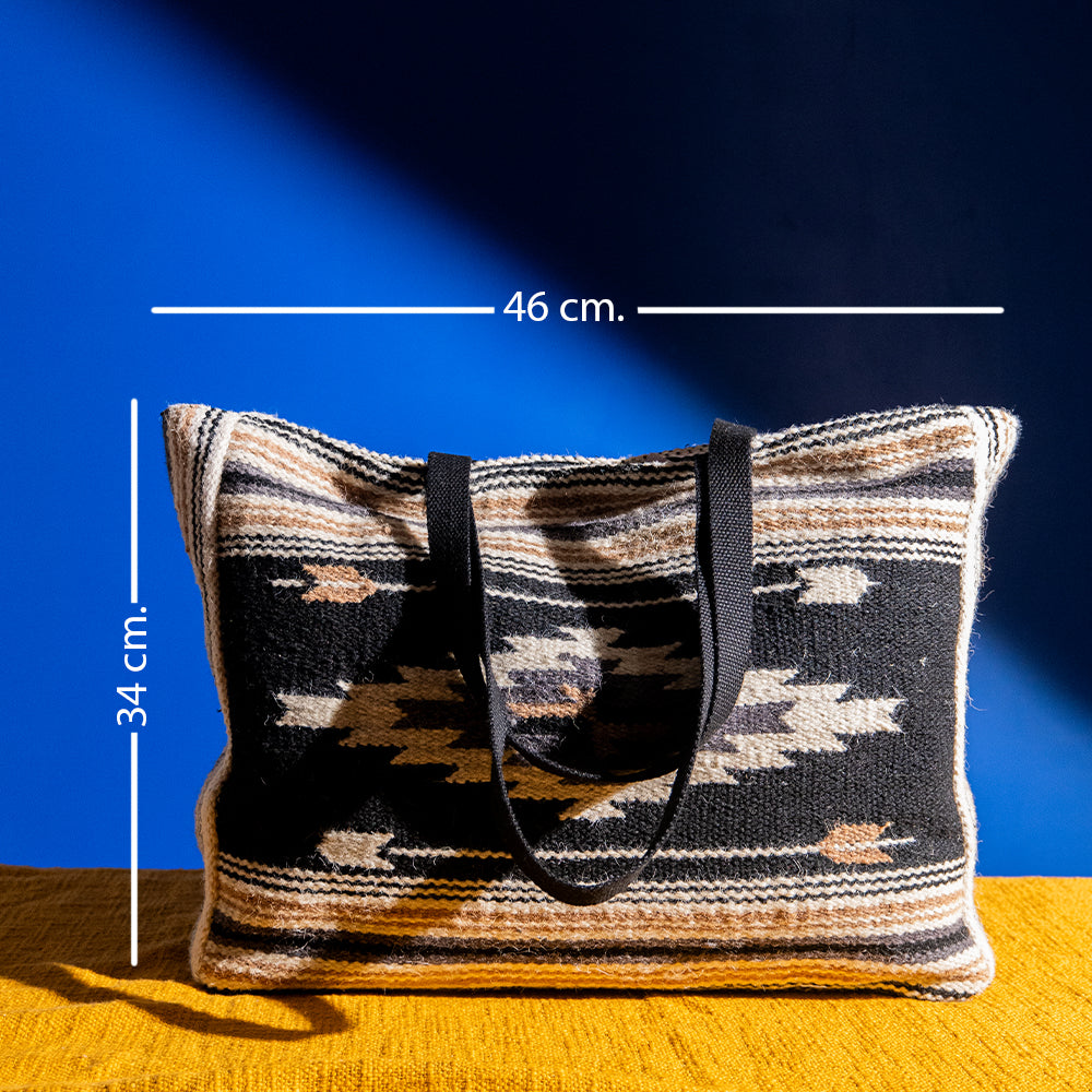 Handcrafted Handloom Cotton Shopper Bag – Dual Closure, Spacious Shoulder bag, Ideal for Laptop and Travel