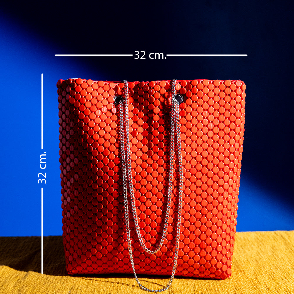 Handcrafted Embroidered Mini Shopper Bag – Raffia Design, Lightweight Shoulder Bag for Daily and Travel Use