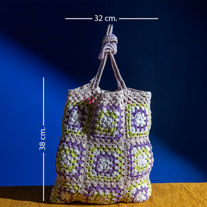 Handcrafted Cotton Crochet Shoulder Bag – Lightweight, Durable, Perfect for Laptop, Travel, and Daily Use