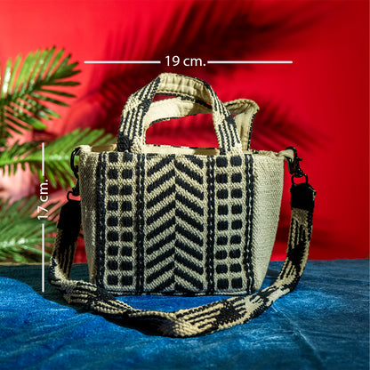 Handwoven Cotton Sling Bag with Detachable Strap – Striped Casual College Bag for Everyday Use