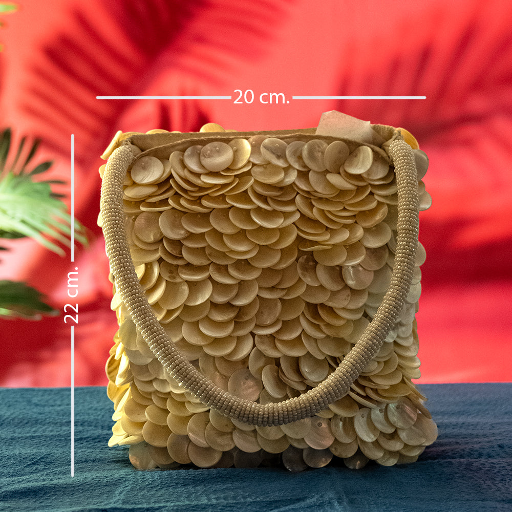 Handcrafted Shell Clutch Bag with Top Handle – Glamorous Party Purse for Cocktail Evenings