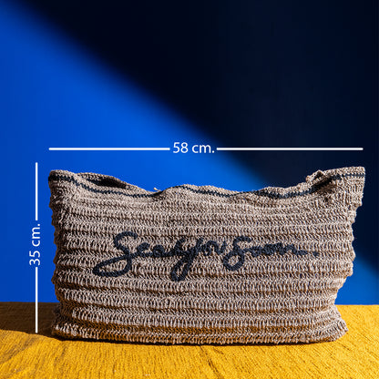 Handcrafted Raffia Crochet Shoulder Bag – Lightweight, Spacious Tote for Laptop, Travel, and Daily Use