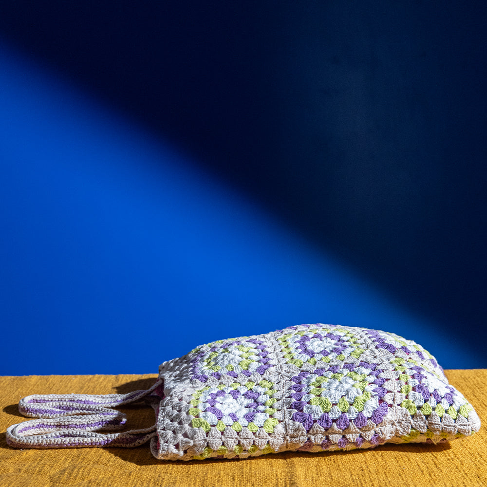 Handcrafted Cotton Crochet Shoulder Bag – Lightweight, Durable, Perfect for Laptop, Travel, and Daily Use