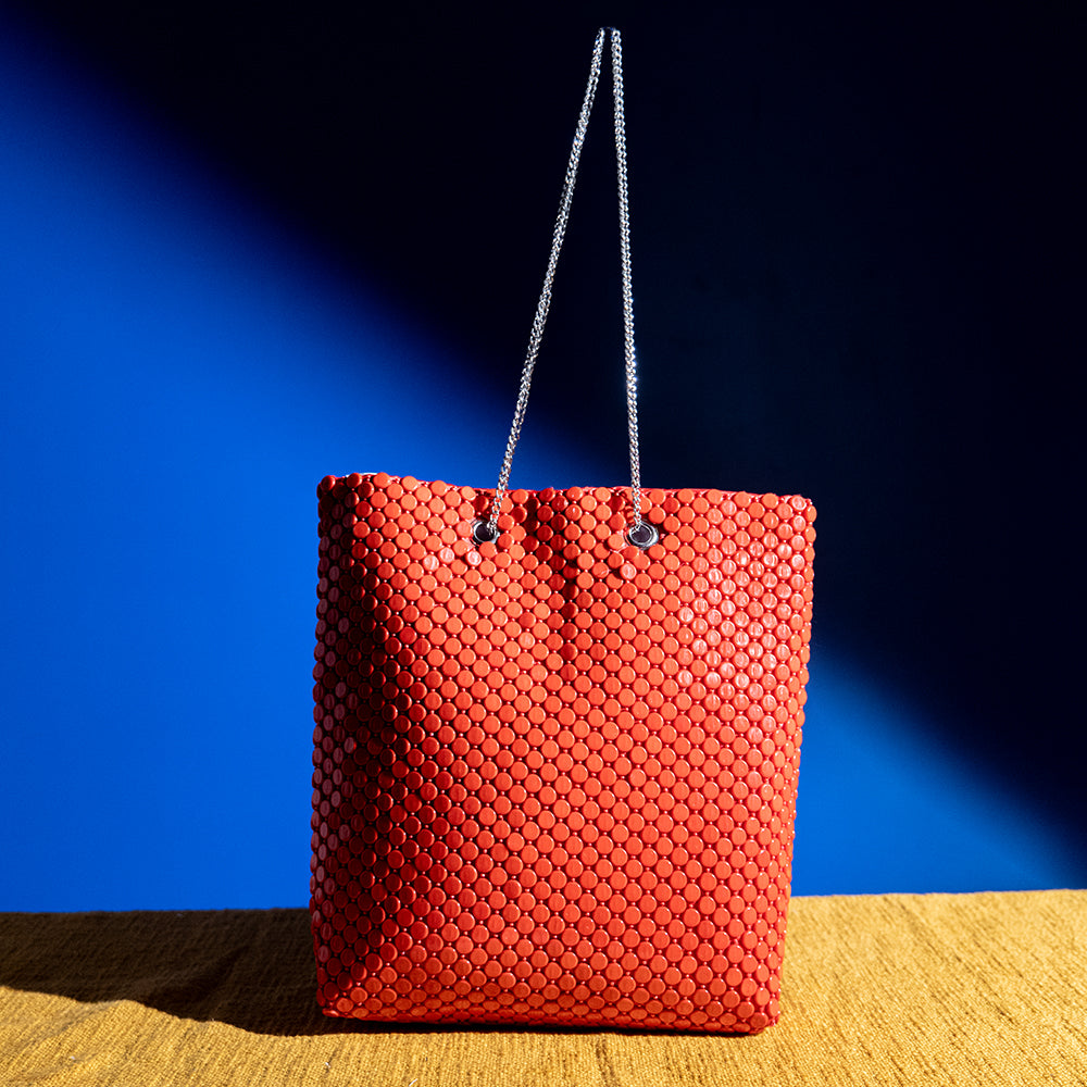 Handcrafted Embroidered Mini Shopper Bag – Raffia Design, Lightweight Shoulder Bag for Daily and Travel Use