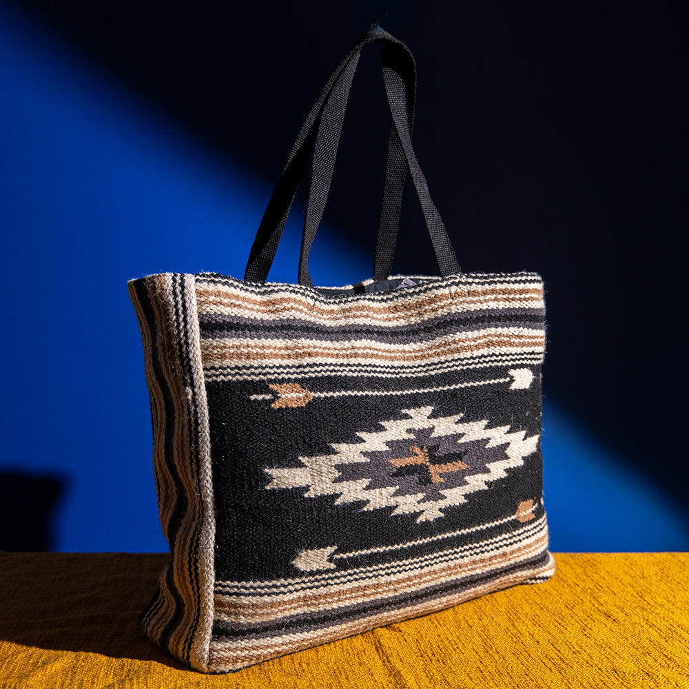 Handcrafted Handloom Cotton Shopper Bag – Dual Closure, Spacious Shoulder bag, Ideal for Laptop and Travel