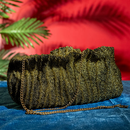 Handmade Beaded Sling Bag with Metal Strap – Elegant Party Purse for Phone and Essentials