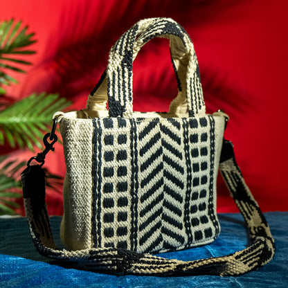 Handwoven Cotton Sling Bag with Detachable Strap – Striped Casual College Bag for Everyday Use