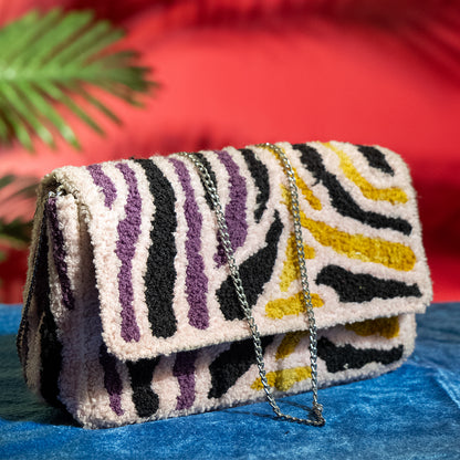 Cotton Tufted Sling Bag with Metal Strap – Vintage Casual Crossbody for Everyday Essentials