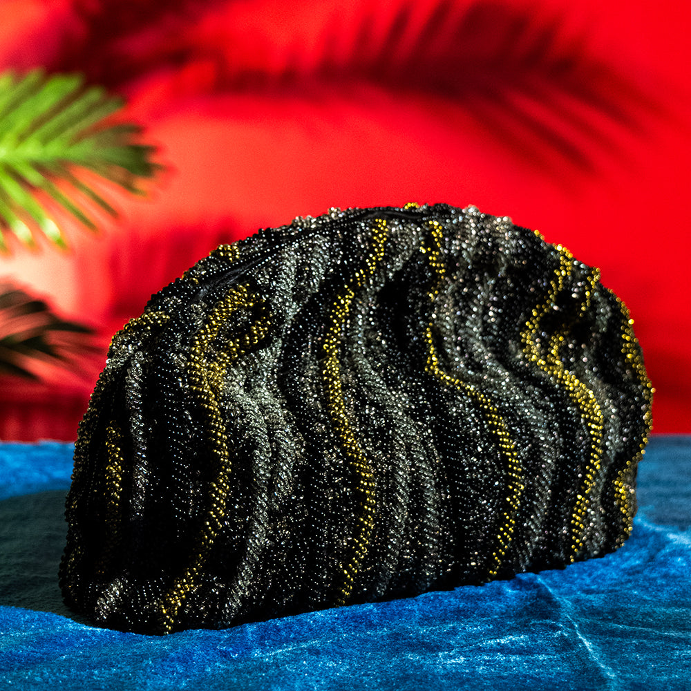 Handmade Beaded Sling Bag with Metal Strap – Chic Party Shoulder Bag for Phone and Essentials