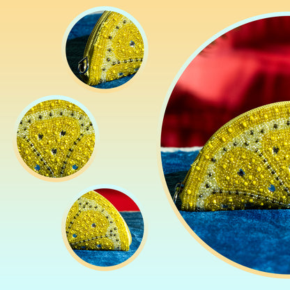 Handmade Beaded Coin Pouch with Tassel – Elegant Zipper Clutch for Cash and Evening Outfits