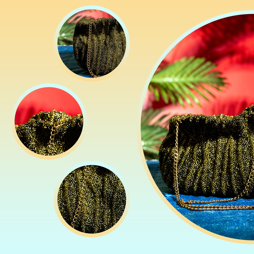 Handmade Beaded Sling Bag with Metal Strap – Elegant Party Purse for Phone and Essentials