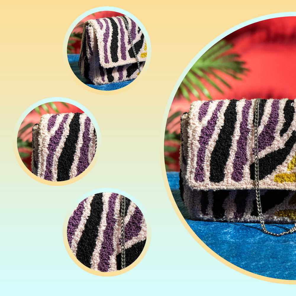 Cotton Tufted Sling Bag with Metal Strap – Vintage Casual Crossbody for Everyday Essentials