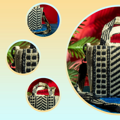 Handwoven Cotton Sling Bag with Detachable Strap – Striped Casual College Bag for Everyday Use