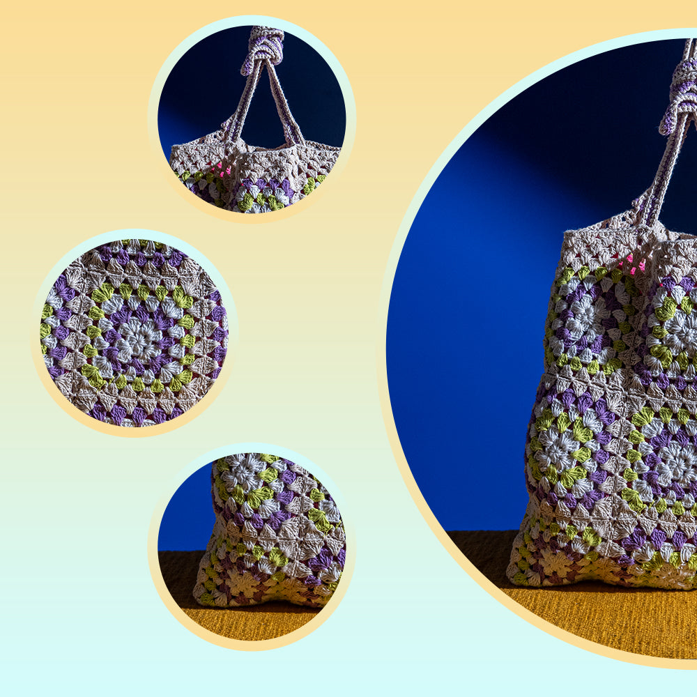 Handcrafted Cotton Crochet Shoulder Bag – Lightweight, Durable, Perfect for Laptop, Travel, and Daily Use