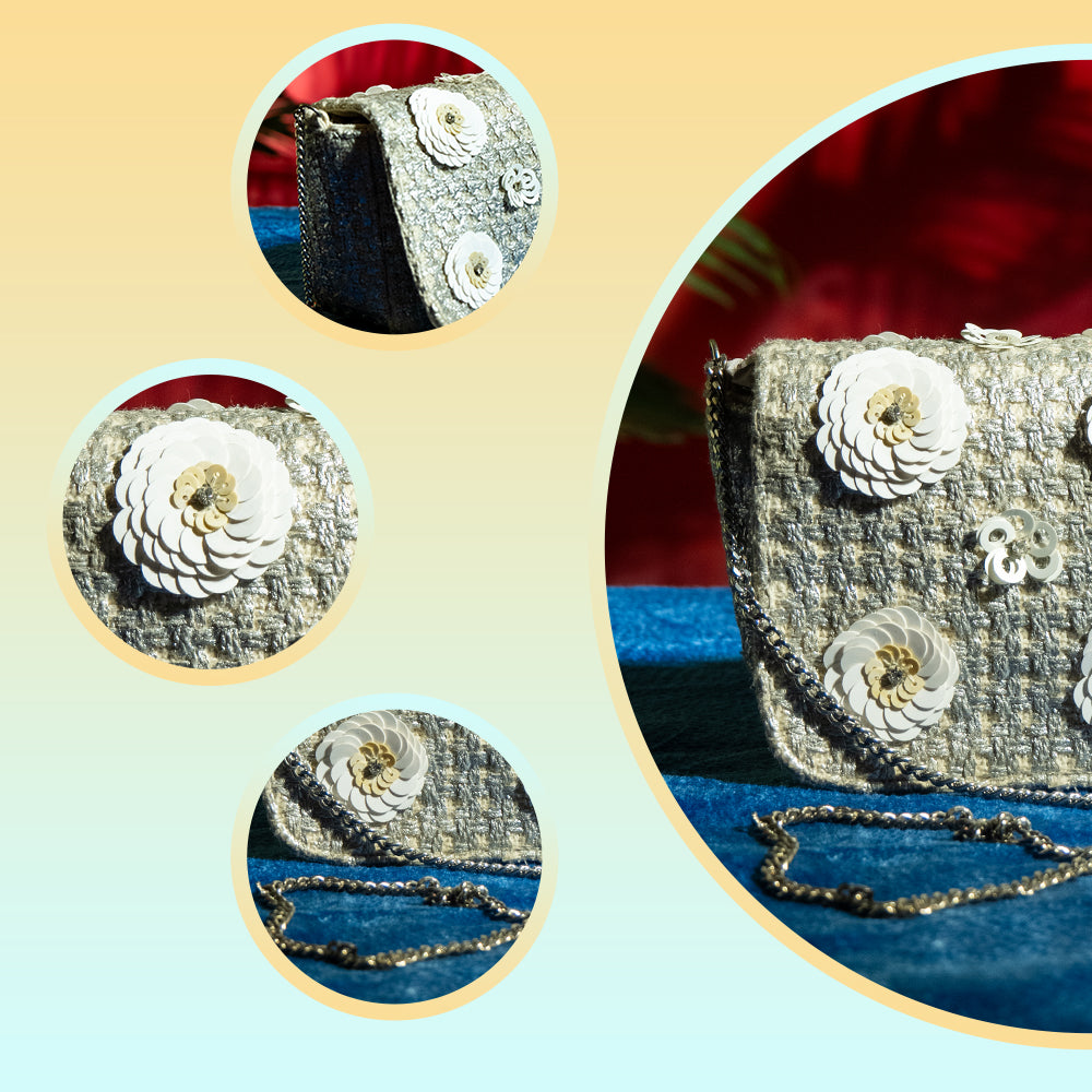 Handcrafted Cotton Handloom Sling Bag for Women – Solid Design, Magnetic Closure, Perfect for Parties