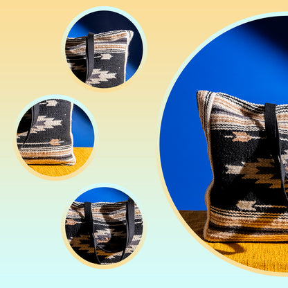 Handcrafted Handloom Cotton Shopper Bag – Dual Closure, Spacious Shoulder bag, Ideal for Laptop and Travel