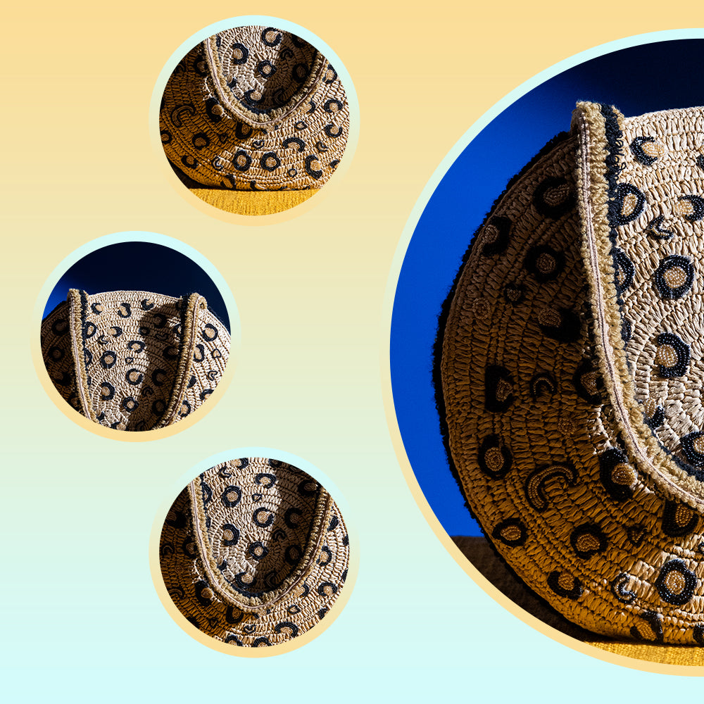 Tiger Print Beaded Raffia Tote Bag – Handmade Cotton Shopper for Women, Travel & Office