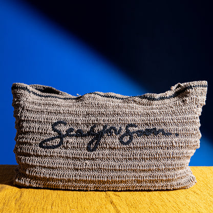 Handcrafted Raffia Crochet Shoulder Bag – Lightweight, Spacious Tote for Laptop, Travel, and Daily Use