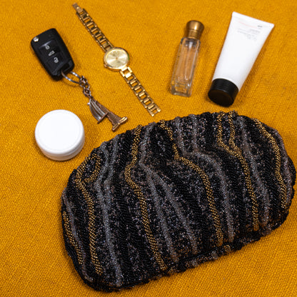 Handmade Beaded Sling Bag with Metal Strap – Chic Party Shoulder Bag for Phone and Essentials