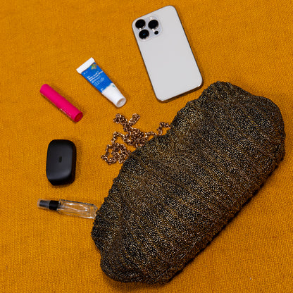 Handmade Beaded Sling Bag with Metal Strap – Elegant Party Purse for Phone and Essentials