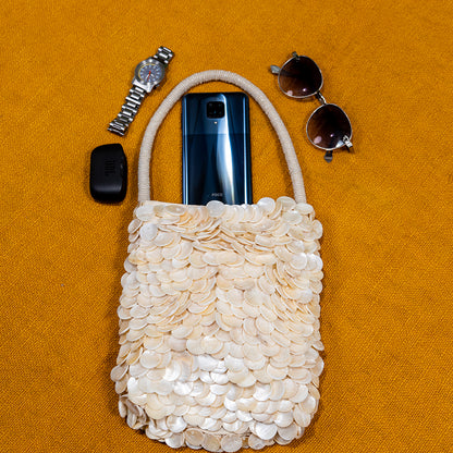 Handcrafted Shell Clutch Bag with Top Handle – Glamorous Party Purse for Cocktail Evenings