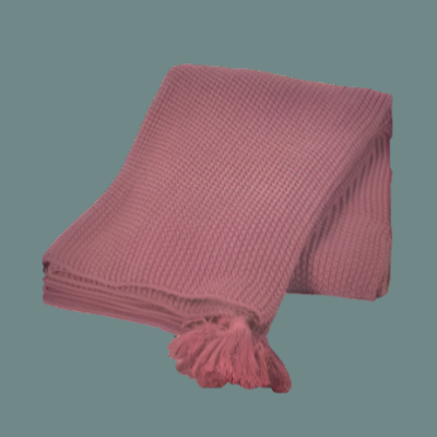 Knitted cotton tasseled brick throw