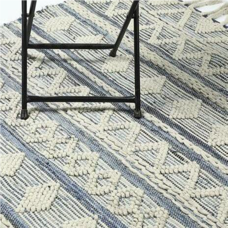 Paneled geometric tufted & woven rug