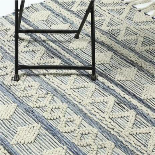 Paneled geometric tufted & woven rug