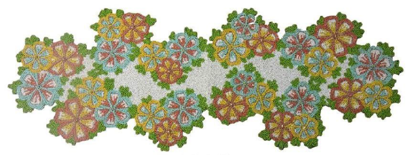 Beaded runner multicolor floral rectangular