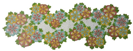Beaded runner multicolor floral rectangular