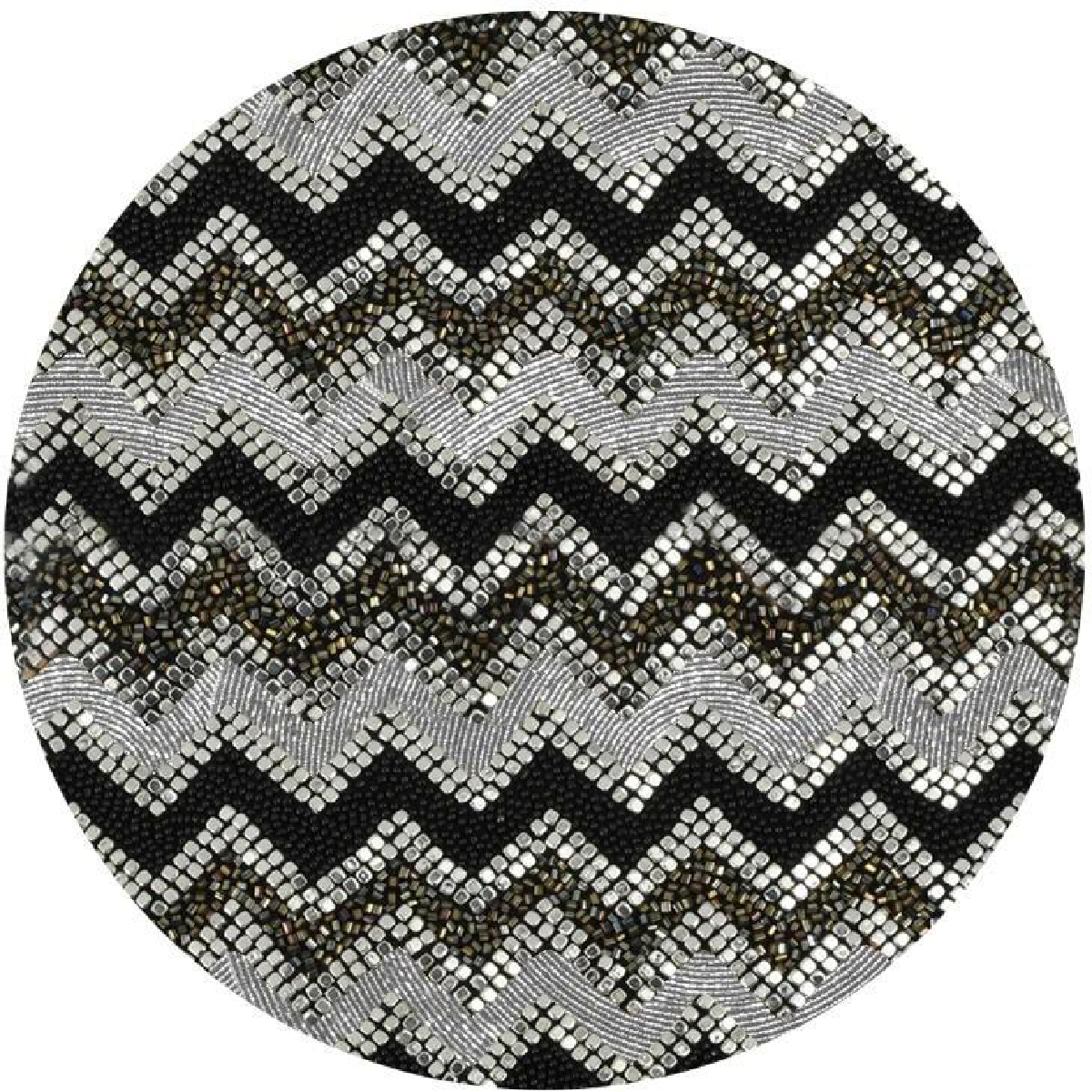 Beaded circular gray shades wave design placemat