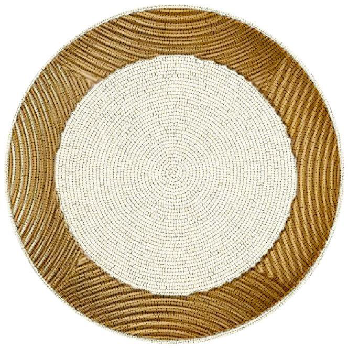 Beaded circular outer golden inner white design placemat
