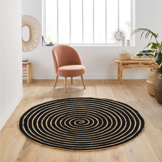 Jute cotton braided round rug