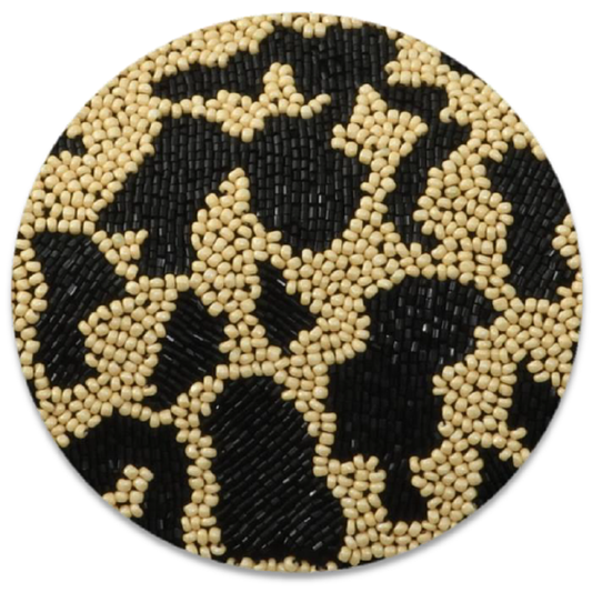 Beaded round shaped black yellow design Placemat