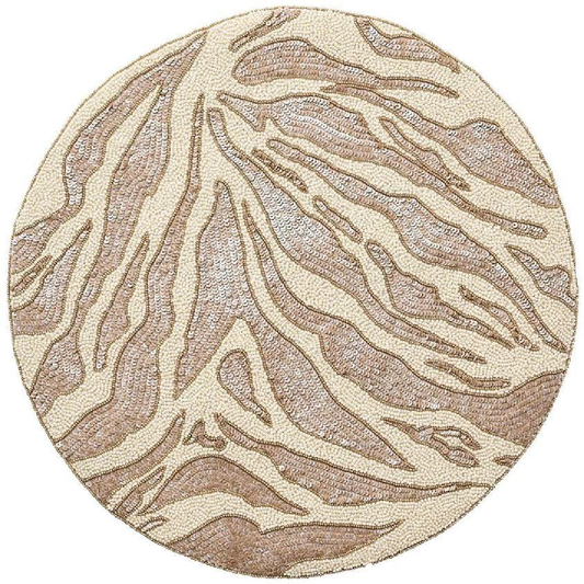 Beaded rounded gold yellow design placemat