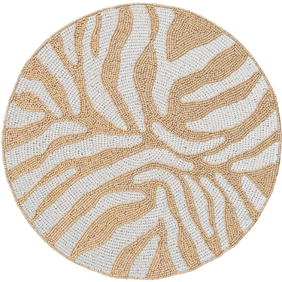 Beaded rounded gold silver placemat