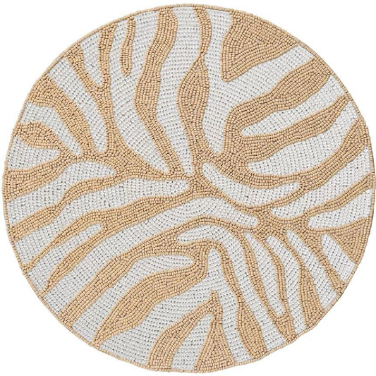 Beaded rounded gold silver placemat